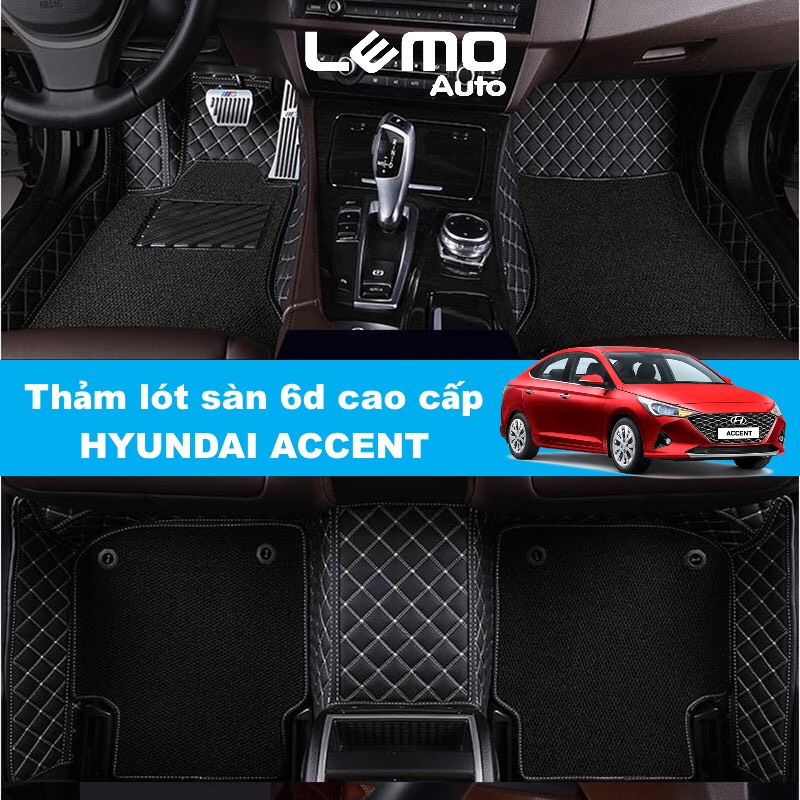 Thảm lót sàn ô tô 5d, 6d Nano 2 chỉ Hyundai Accent 2017 - 2023  kháng khuẩn, khử mùi, phủ kín sàn xe chống nước chống ồn