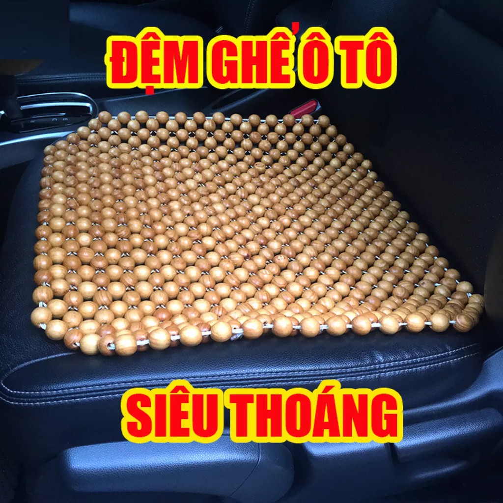Hàng Đẹp Lót ghế văn phòng - Lót ghế hạt gỗ ô tô - Massage thông thoáng KT 45x45 cm hạt 14 li