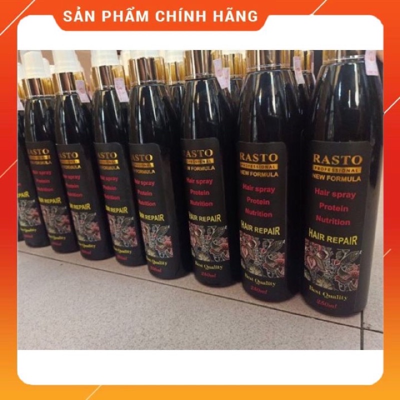 Nước xịt dưỡng tóc rasitocollagien hương nước hoa chai màu đen 250ml siêu mềm mượt phục hồi hư tổn chống khô sơ trẻ ngọn
