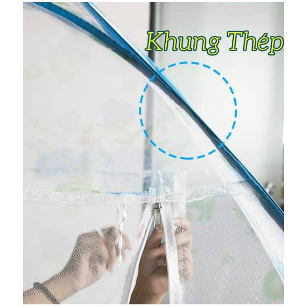 Mùng chụp tự bung - màn chụp khung thép dẻo( thay thế màn khung) -1m2 - 1m6 - 1m8 - 2mx2m| Bảo hành 1 đổi 1 trong 7 ngày