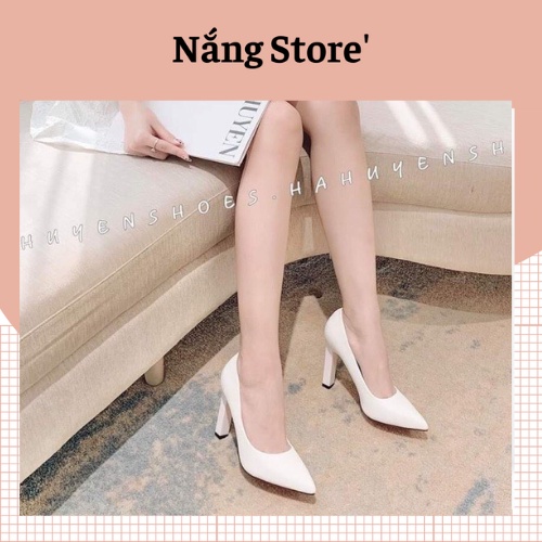 GIÀY CAO GÓT MŨI NHỌN TRƠN MÀU TRẮNG CAO 7 PHÂN