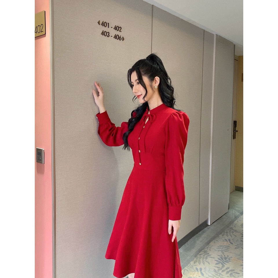 Váy Merry Ricci thiết kế chất liệu nhung chéo Hàn cao cấp mềm | RICCI OFFICIAL