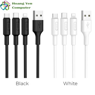 Cáp sạc hoco x25 3 đầu iphone - micro usb - type c 1m - bh 6 tháng 1 đổi 1