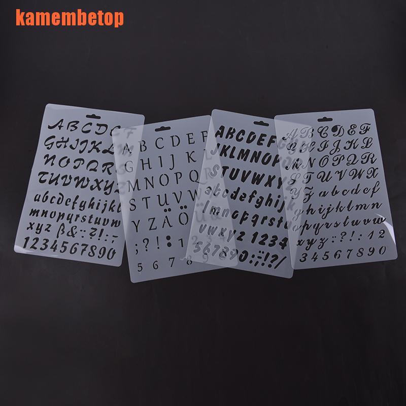 【TOP】4Pcs English Letters DIY Layering Stencils Painting Scrapbook Coloring Em