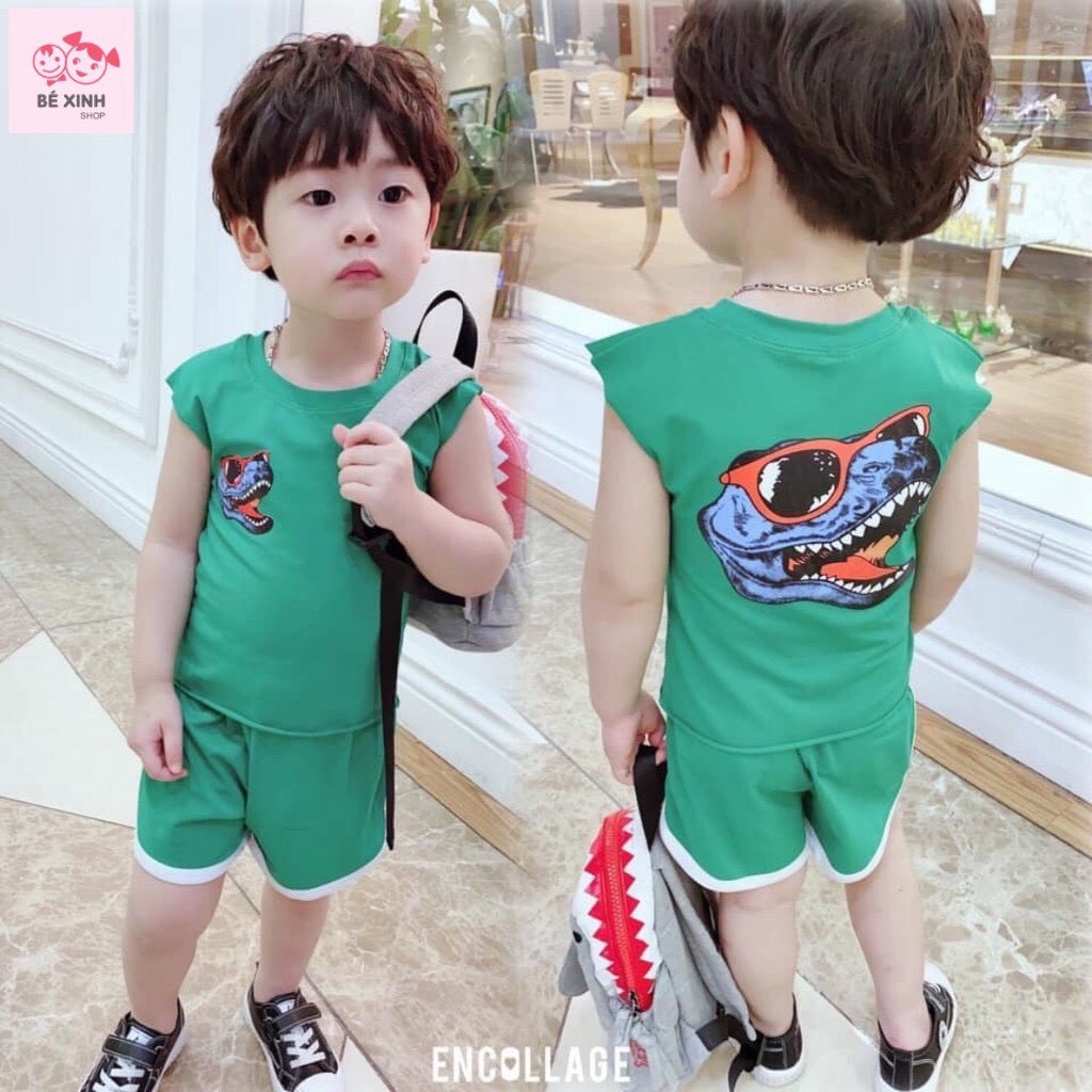 Bộ đồ quần áo cho bé trai mùa hè ba lỗ trẻ em Minky Mom [Sale Siêu Sốc] bộ đồ cho bé trai sát nách KHỦNG LONG trẻ em