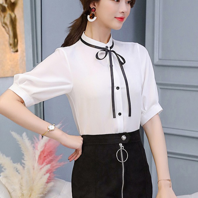 Áo sơ mi công sở nữ  thiết kế kiểu Hàn Quốc dáng dài chất kate lụa cao cấp ASW1132