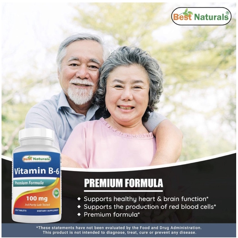 Viên Uống Bổ Sung Vitamin B6 liều cao Best Naturals 100mg 250v USA