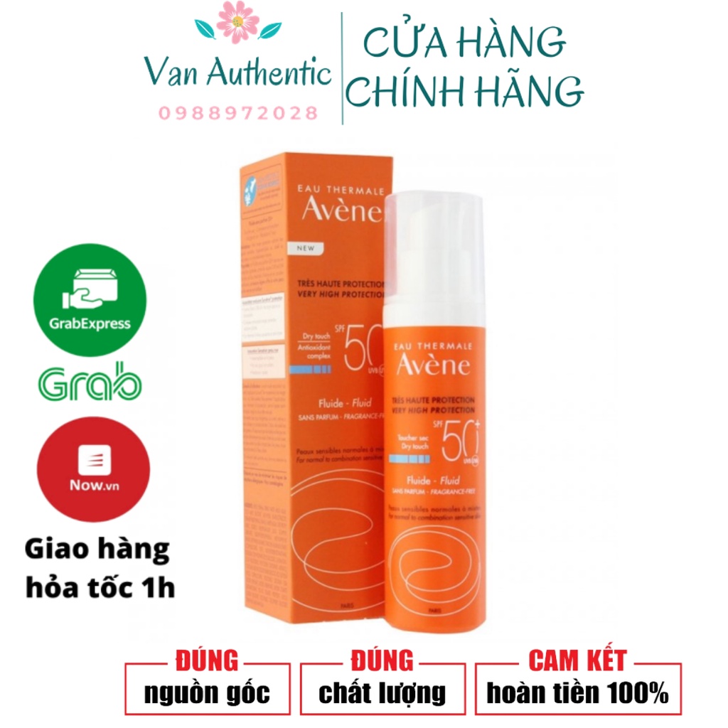 (AUTH- PHÁP) Kem chống nắng Avene Dry Touch Fluide SPF50+ 50ml