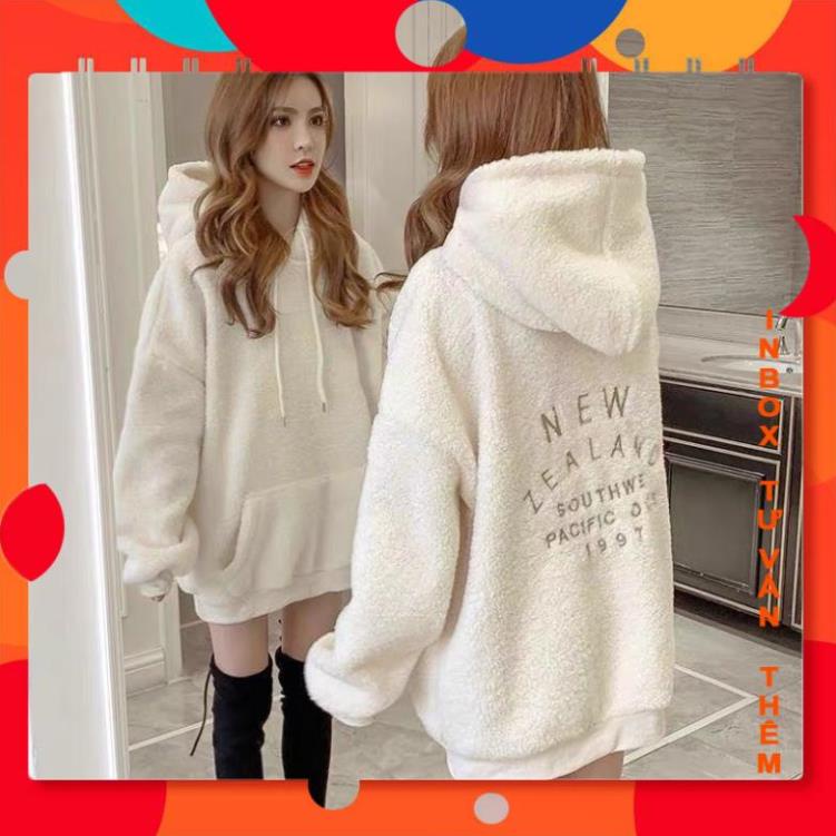 Áo Hoodie khoác nỉ nam nữ Lông Cừu trần bông form rộng kiểu sweater unisex phong cách Hàn Quốc Ulzzang shopledap