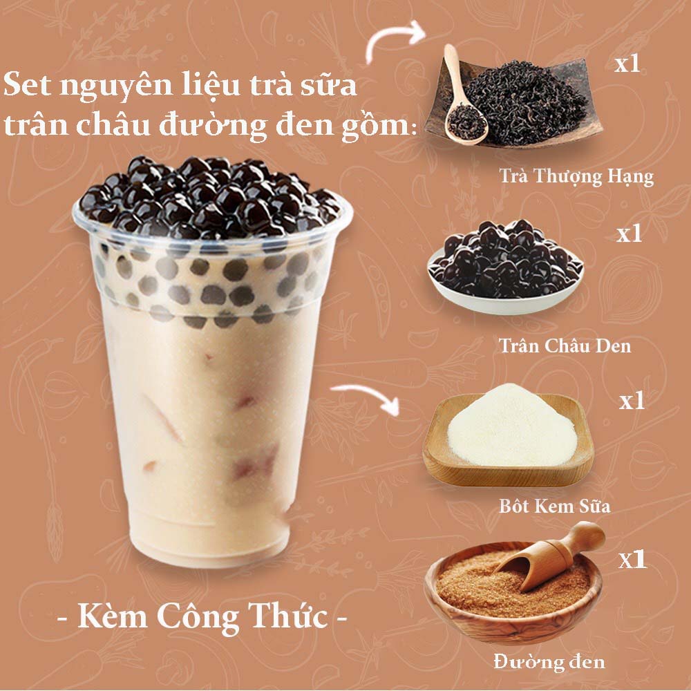 Set trà sữa thái xanh,thái đỏ , trân châu đường đen  nguyên liệu làm trà sữa tự pha, tự nấu thơm ngon