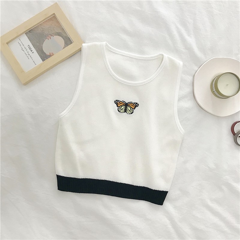 Áo Dệt Kim Không Tay Thêu Hình Bướm Xinh Xắn Cho Nữ | BigBuy360 - bigbuy360.vn