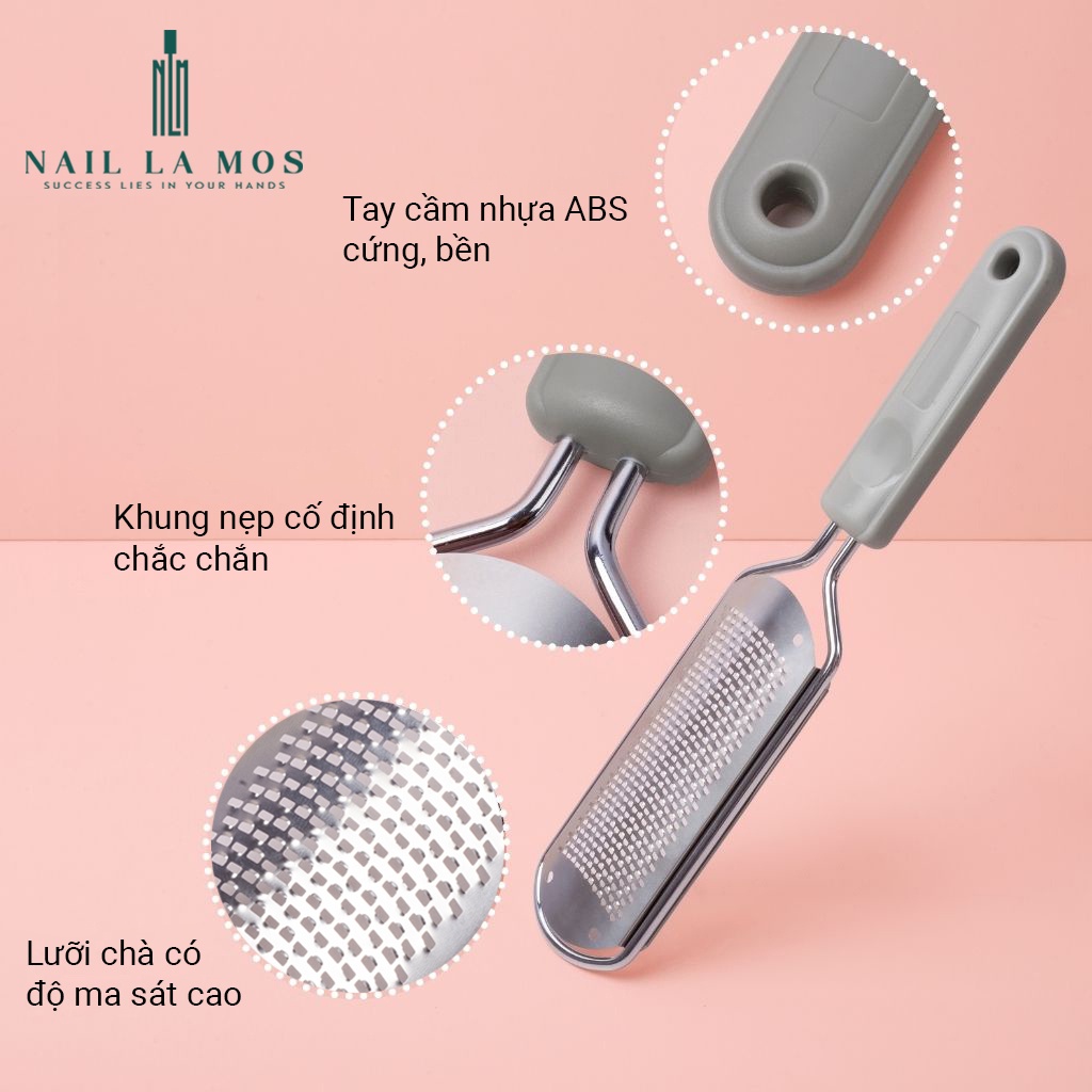 Cây chà gót chân inox 304 - loại mới rất bén hiệu quả cho vùng da bị chai dày (có thể thay mặt chà)