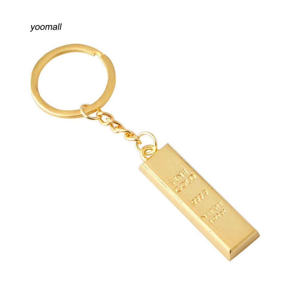 Móc khóa hình hình khối vàng giả thời trang độc đáo