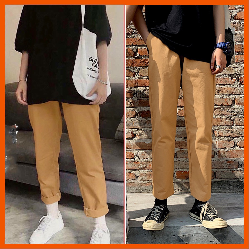 Quần Baggy KAKI Unisex Vải Nhập Hàn Cao Cấp, Baggy kaki nam nữ kiểu dáng basic nhiều màu