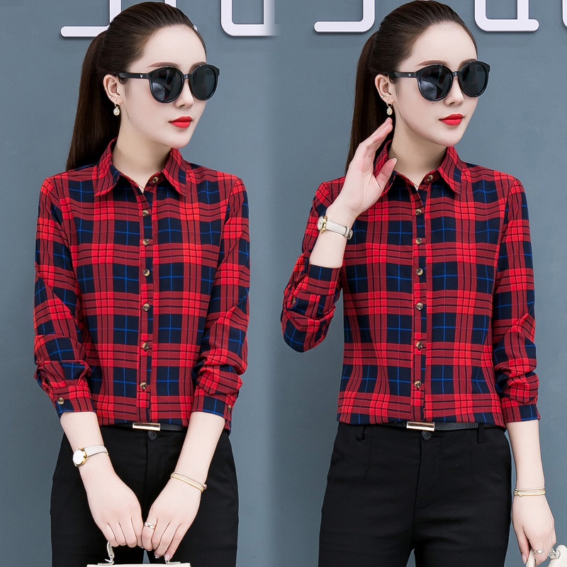 Áo sơ mi nữ dài tay kẻ caro thời trang công sở Sm49