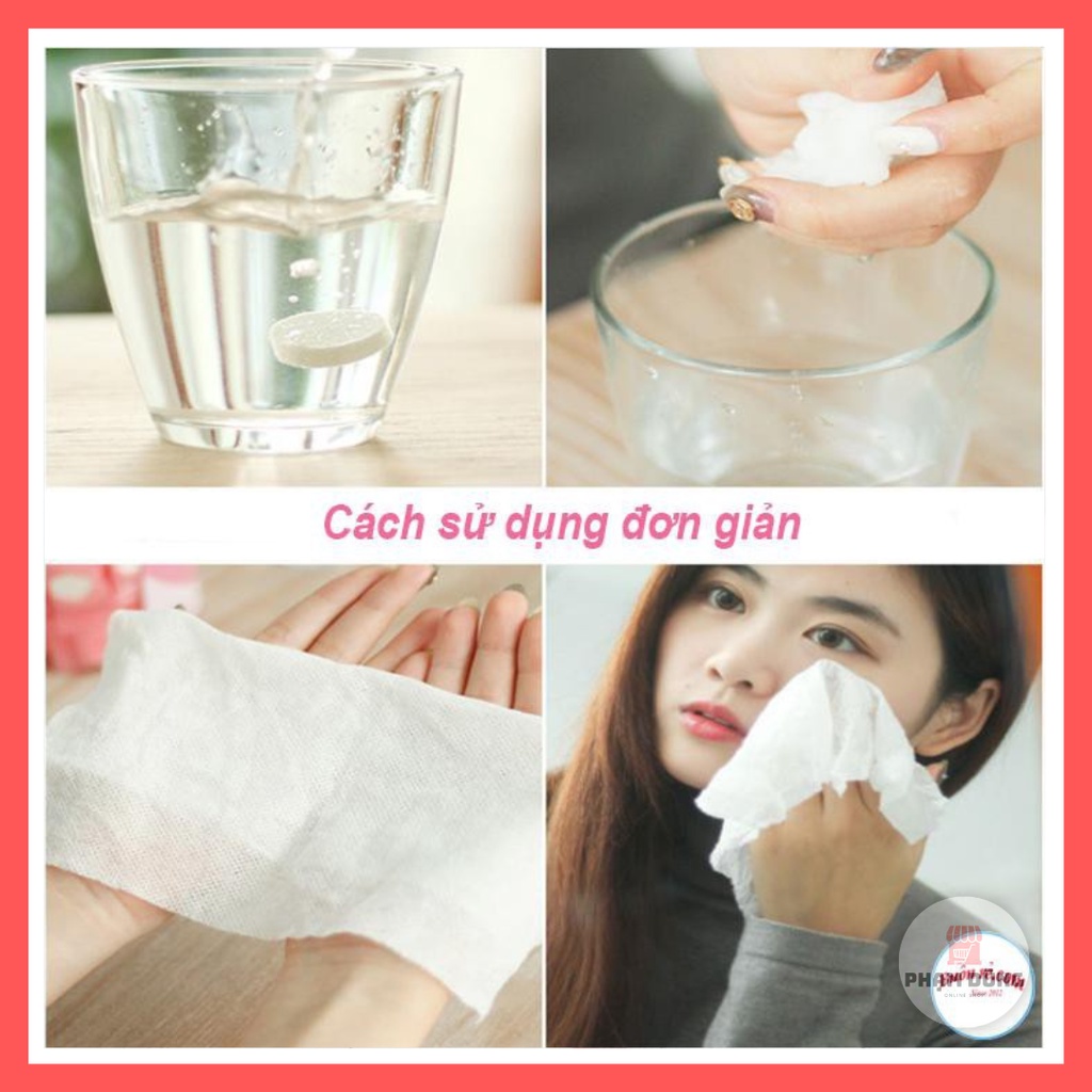 Khăn giấy nén du lịch dạng viên kẹo tiện lợi , khăn ướt dạng nén
