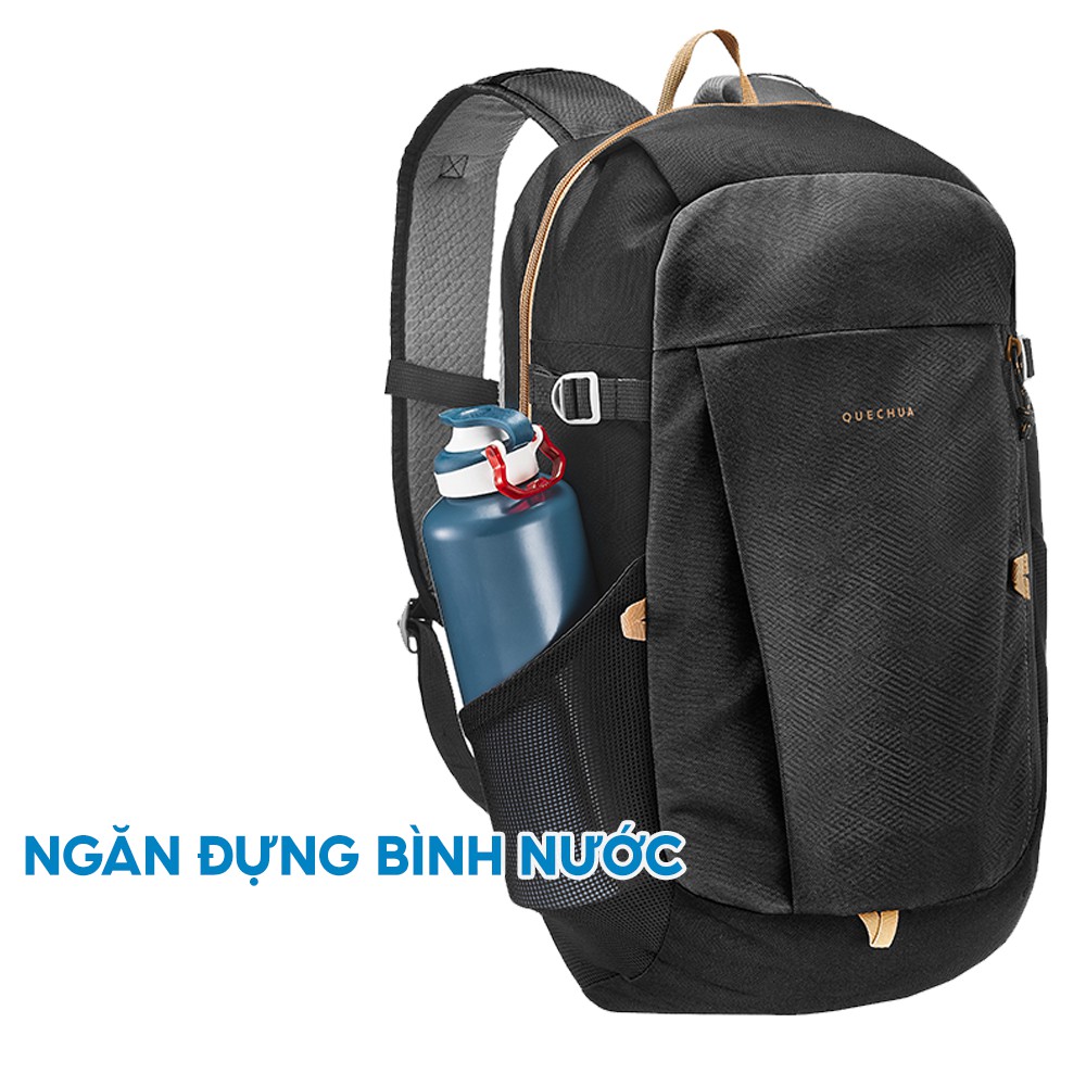 Balo Thể Thao Leo Núi, Dã Ngoại QUECHUA NH100 20 Lít Tiện Dụng - Đen