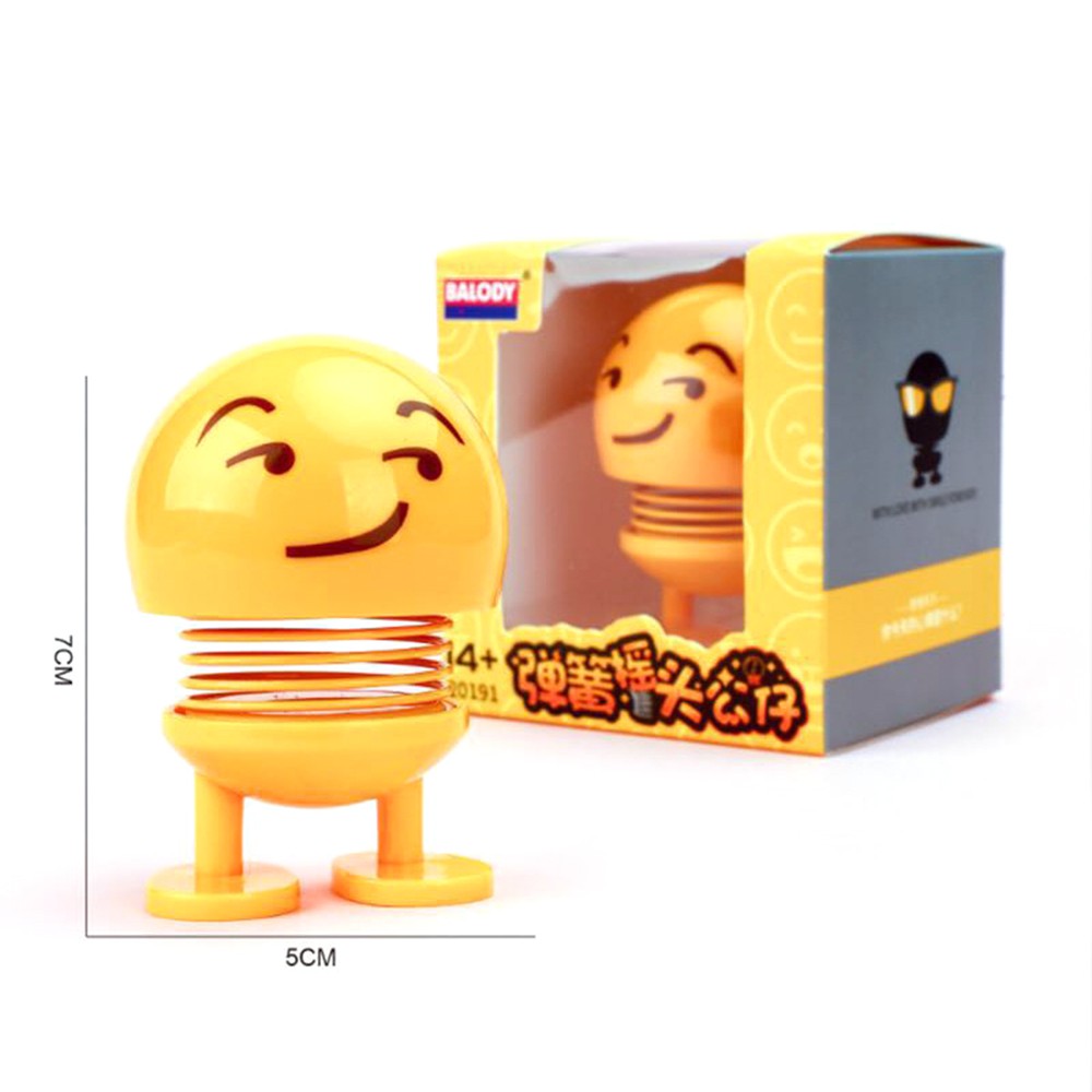 Thú nhún lò xo mặt emoji dễ thương dùng trang trí xe hơi
