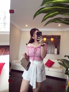 Áo croptop chun eo trễ vai