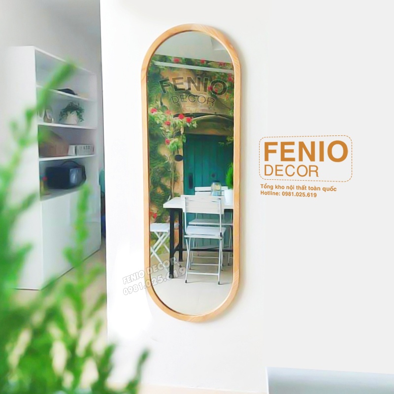 Gương soi toàn thân treo tường hoặc để đứng dựa tường Fenio Decor gương toàn thân viền khung gỗ cao cấp