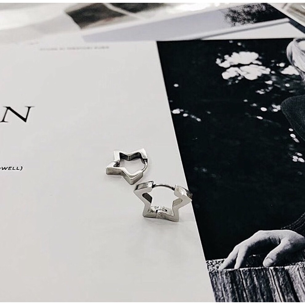Star Earring khuyên tai titan ngôi sao không gỉ không đen không dị ứng nam nữ