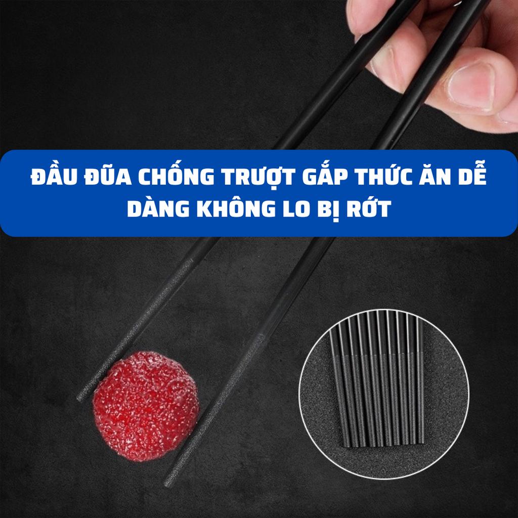 Hộp 10 Đôi Đũa Hợp Kim Mạ Vàng Hổ Phách 27CM Cao Cấp Xuất Hàn - K54