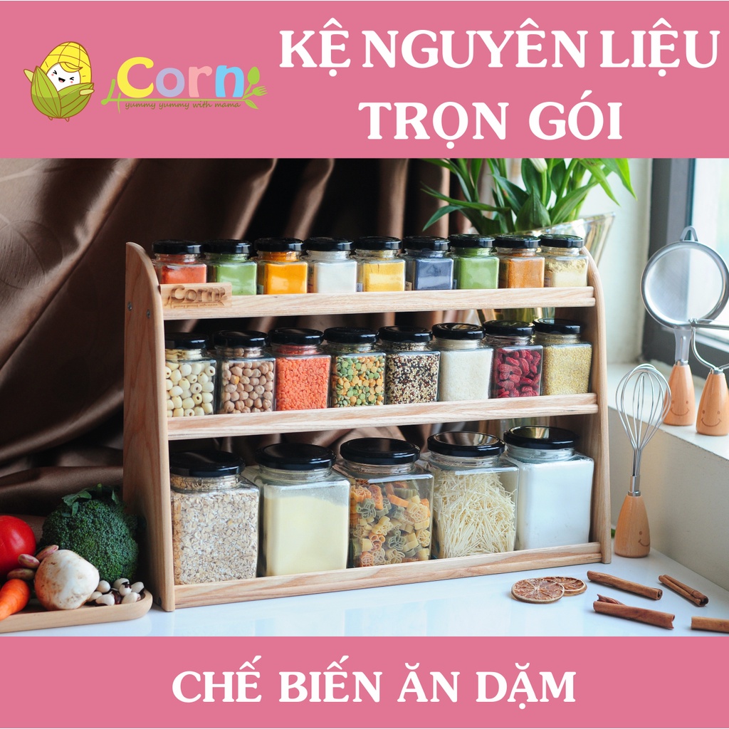 [Full đồ] Kệ nguyên liệu chế biến ăn dặm trọn gói 4Corn