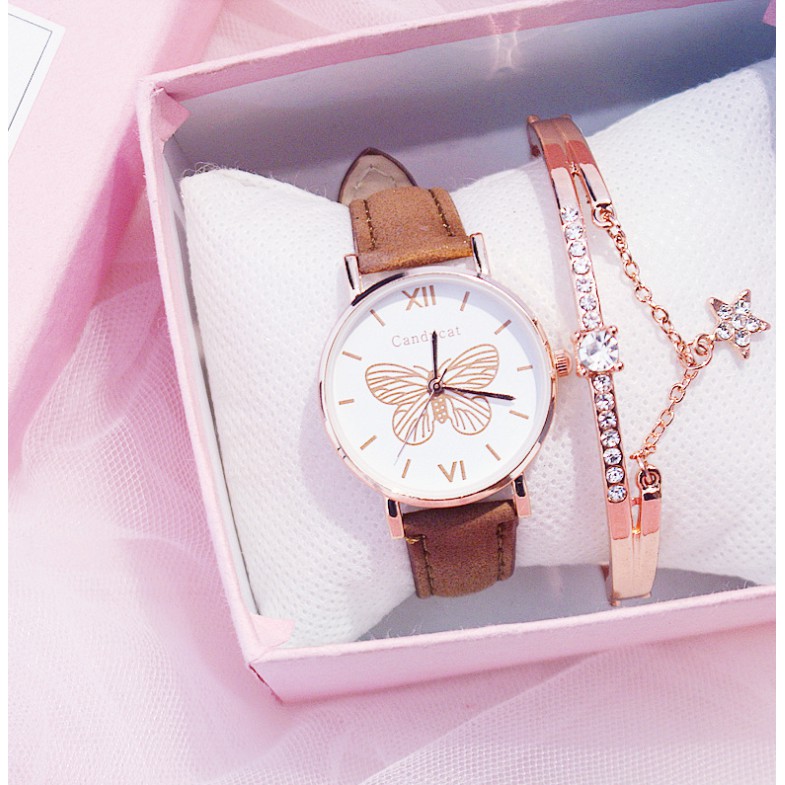 (Ko tặng lắc) Đồng hồ thời trang nữ Candycat C14 dây da lộn CON BƯỚM | BigBuy360 - bigbuy360.vn