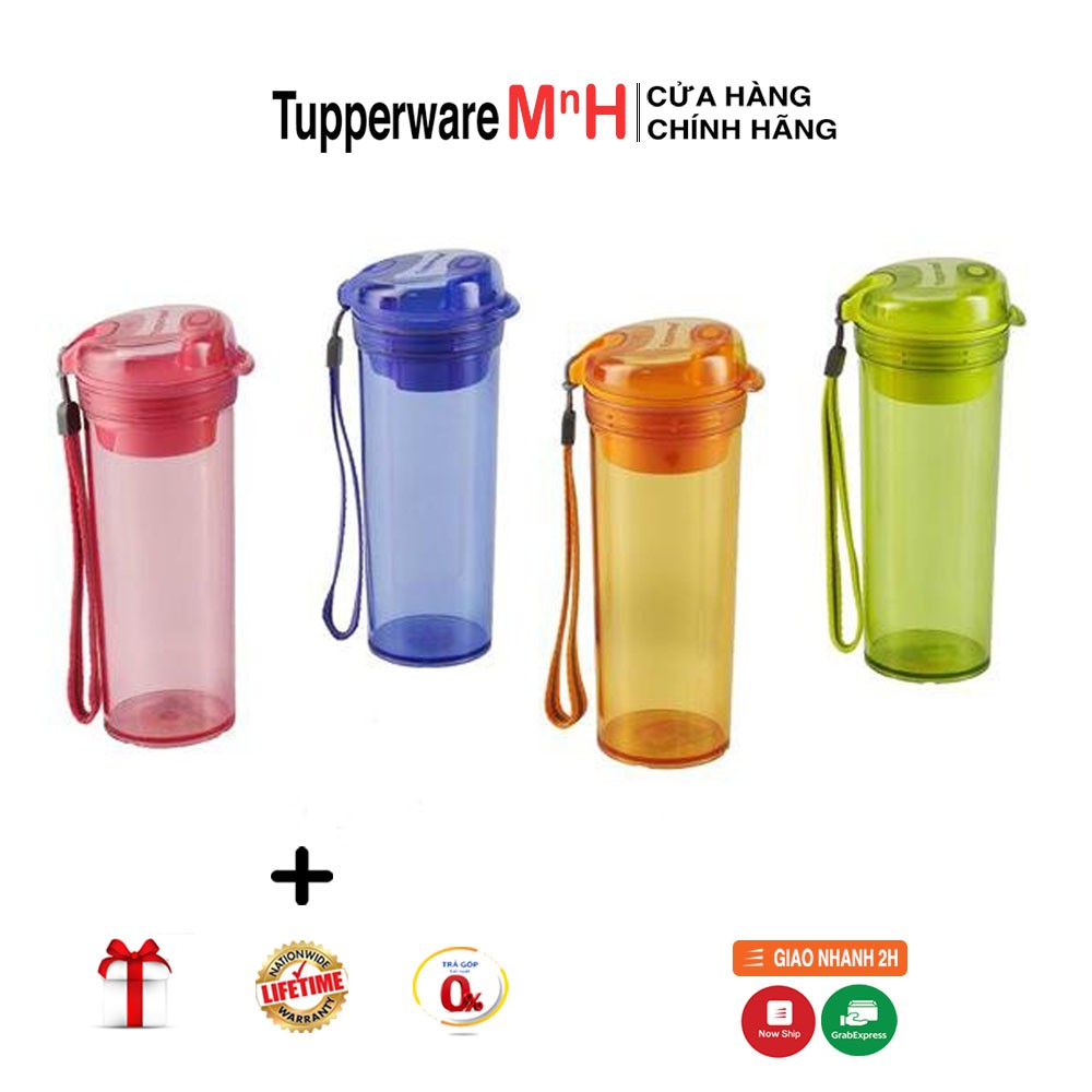 Bình nước có ngăn lọc Drinking Flask Gen II 400ml Tupperware nắp kín có khóa gài tiện lợi hàng chính hãng