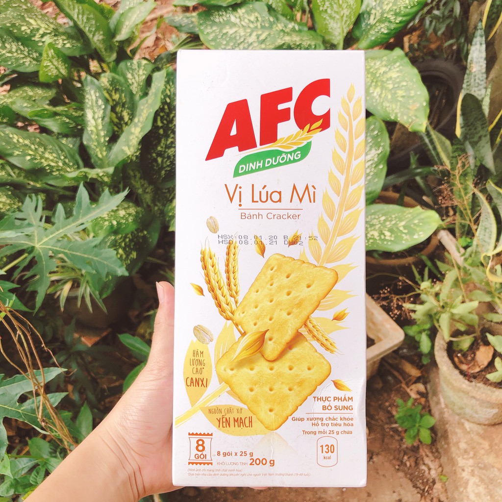 Bánh Qui Mặn AFC 2 Vị Rau Cải &amp; Lúa Mì 200g(8 gói*25g)