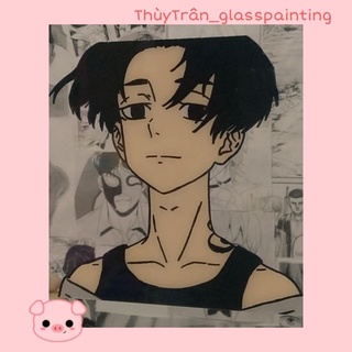 Glass painting- Tranh kính- VẼ THEO YÊU CẦU khổ a6 ( tặng kèm bìa manga)