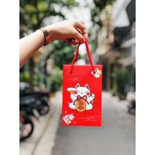 Hộp đựng bánh mèo thần tài - hộp bánh đơn