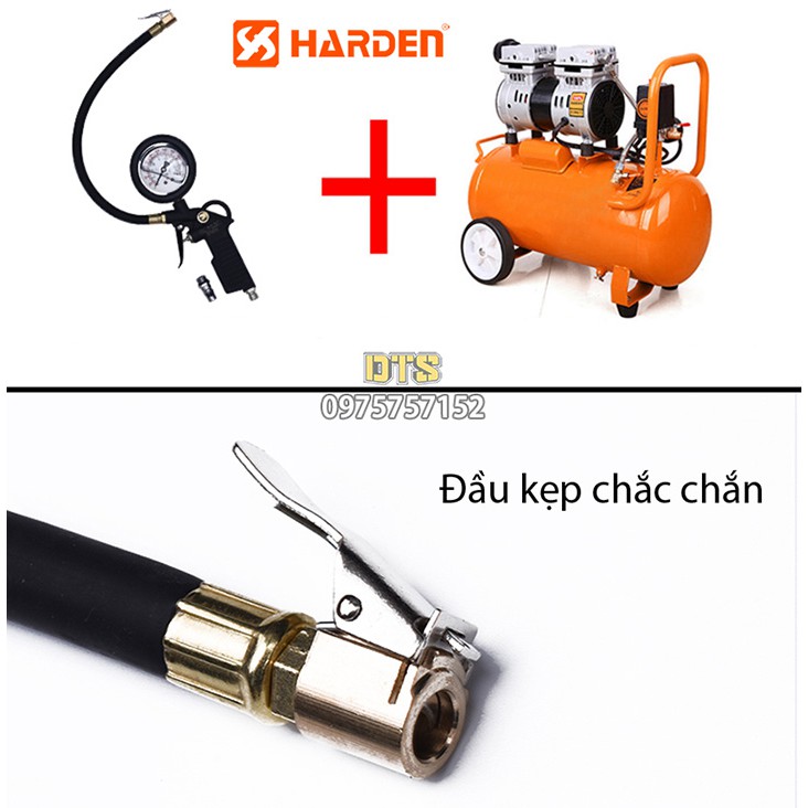 Súng bơm lốp cao cấp mặt đồng hồ dầu, súng bơm hơi công nghiệp HARDEN PRO, đo áp suất lốp xe ô tô xe máy cho máy nén khí