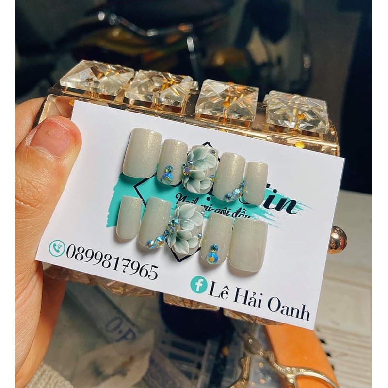Hoa bột nail gắn móng tay chân ảnh shop chụp