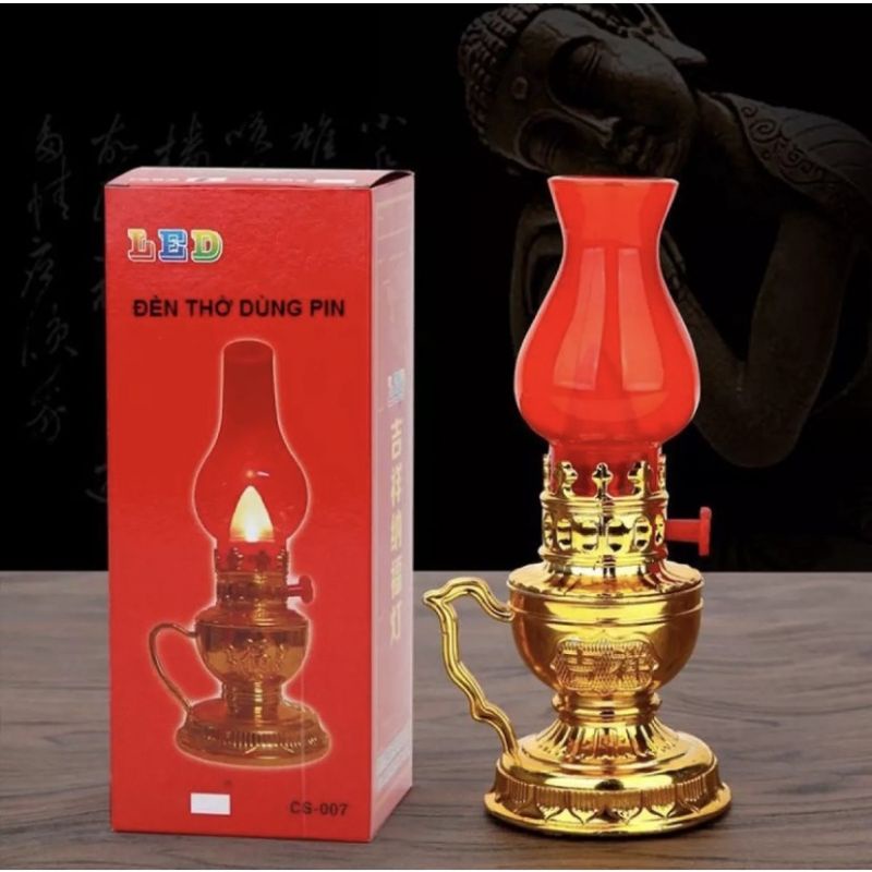 Đèn Dầu Điện Tử LED Xài Pin Không Khói, Đèn Để Bàn Thờ Thiết Kế Vừa Truyền Thống Vừa Hiện Đại Tặng Kèm Pin.
