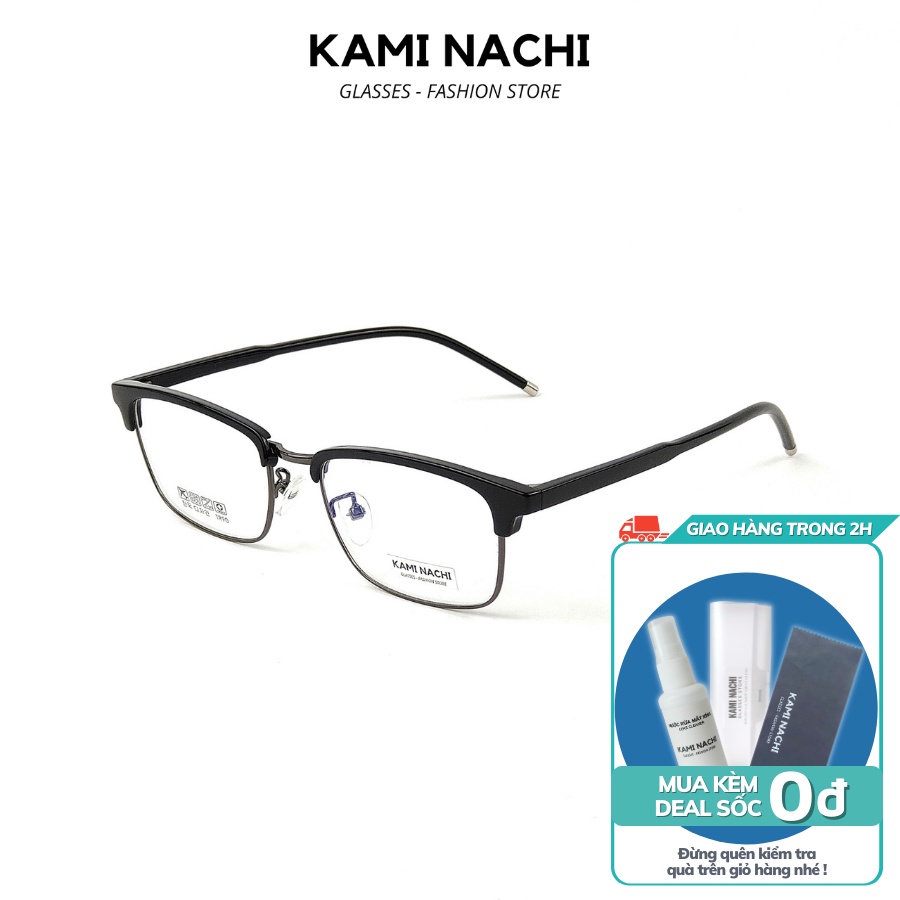 Gọng kính vuông kim loại thời trang nam nữ KAMI NACHI phong cách cổ điển Retro 2761 [CÓ THỂ LẮP TRÒNG CẬN]