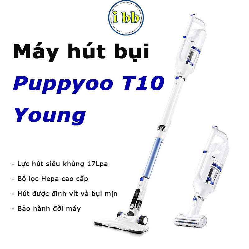 Máy hút bụi cầm tay không dây cao cấp Puppyoo T10 Young hút được bụi mịn công suất 250W- hàng có bảo hành