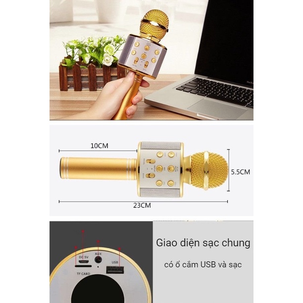 MICRO karaoke bluetooth w 858 không dây có loa TUYỆT ĐỈNH SIÊU PHẨM - BH 6 tháng - CAM KẾT CHÍNH HÃNG