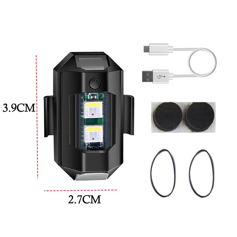Đèn LED Tín Hiệu 4 Màu Tự Dính Có Thể Sạc Lại Bằng Cổng USB Cho Xe Máy/Xe Đạp
