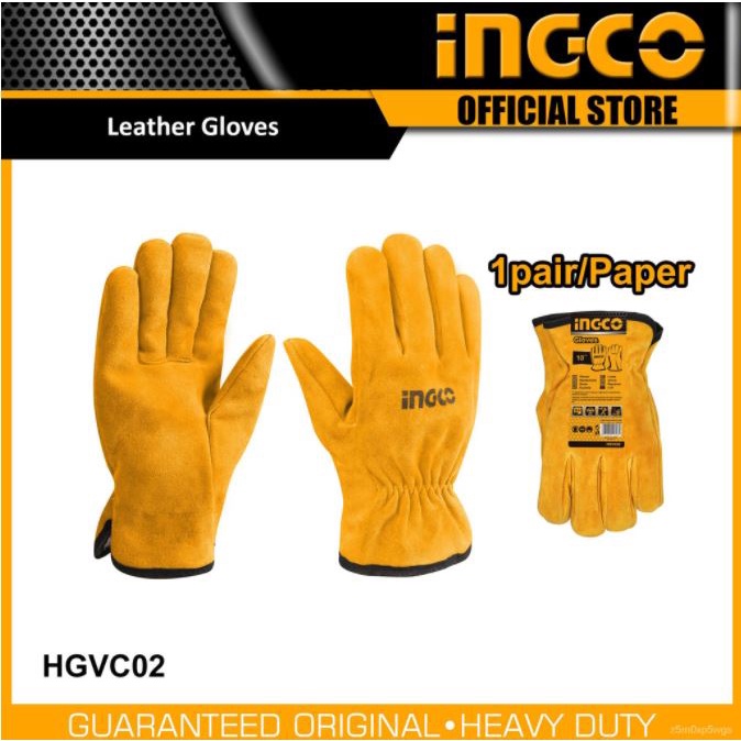 ĐỒ NGHỀ INGCO Găng tay vải da HGVC02 (Cam kết Chính Hãng 100%)