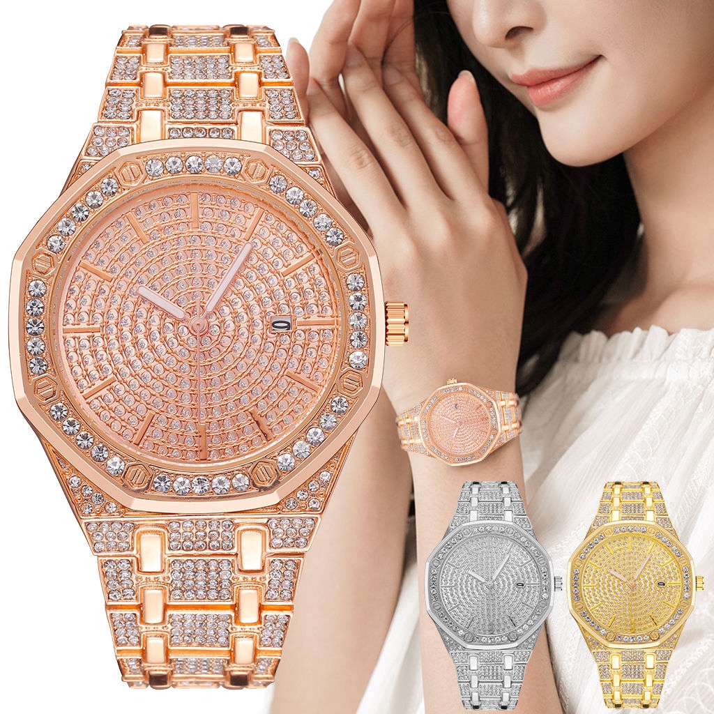 Đồng Hồ Quartz Nữ Dây Thép Không Gỉ Mạ Vàng Hồng Đính Đá Sang Trọng | BigBuy360 - bigbuy360.vn