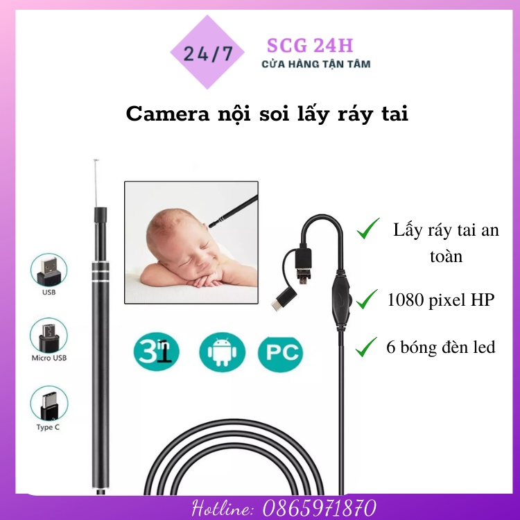 ⭐Camera nội soi y tế soi tai, mũi, họng kiêm ⭐ Máy lấy ráy tai HD Visual Earwas Clean Tool ⭐ cho hình ảnh sắc nét ..