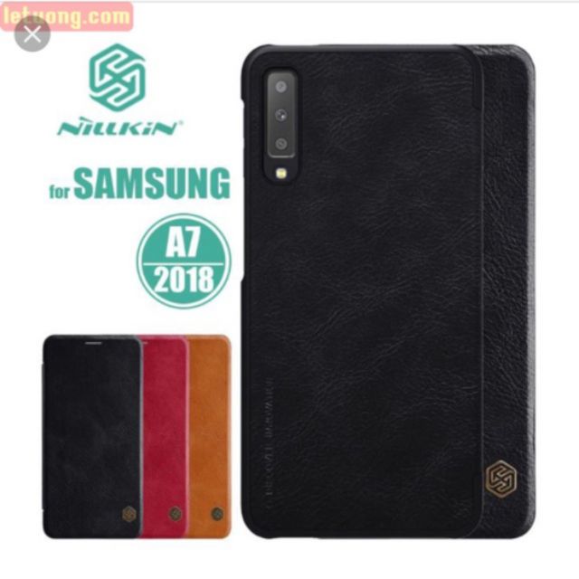 Bao da samsung A7 2018 hiệu nillkin QIN (hàng chuẩn chính hãng)có ngăn đựng thẻ