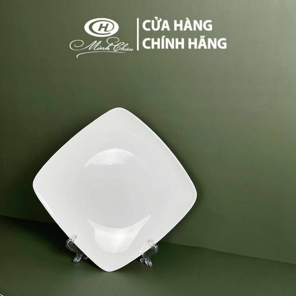 [Sứ Siêu Nhẹ] Đĩa Vuông Sứ Xương Trắng Trơn - Sứ Minh Châu