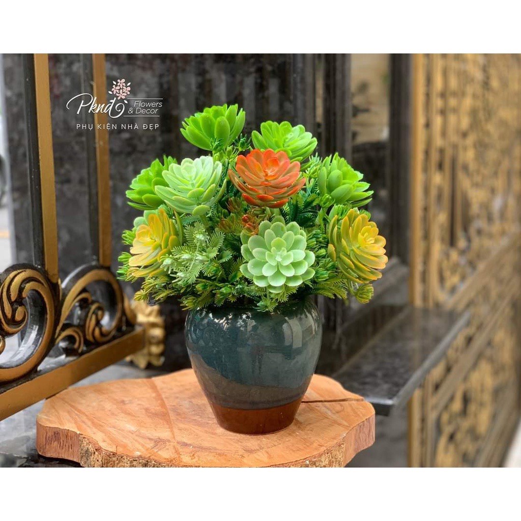 HOA GIẢ 🌺 HOA SEN ĐÁ GIẢ CÀNH 5 BÔNG