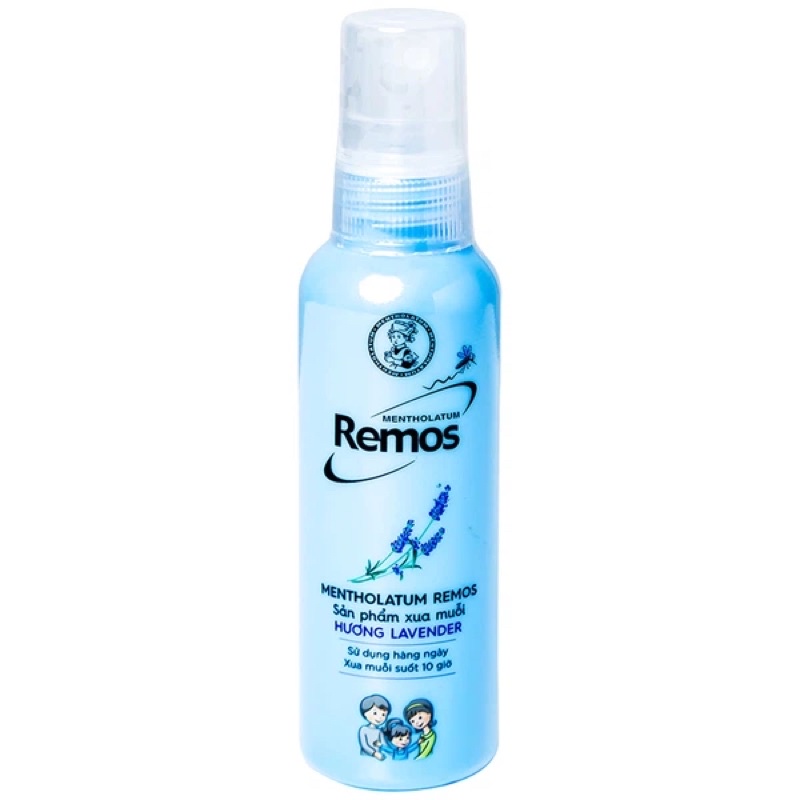 Xịt chống muỗi Remos 60ml hương Lavender an toàn cho trẻ trên 4 tuổi