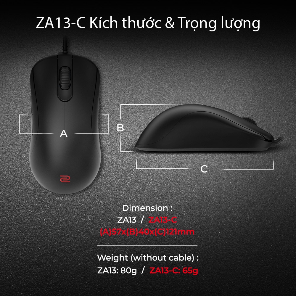Chuột gaming Esports BenQ ZOWIE ZA13-C  cảm biến 3360 với cáp Paracord, bánh lăn 24 nấc