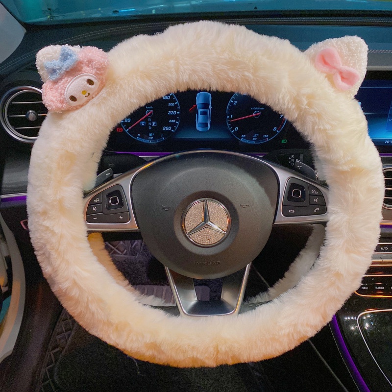 Vỏ Bọc Vô Lăng Xe Hơi Bằng Vải Bông Chống Trượt Họa Tiết Hoạt Hình Dễ Thương Thời Trang Mùa Đông Cho Nữ