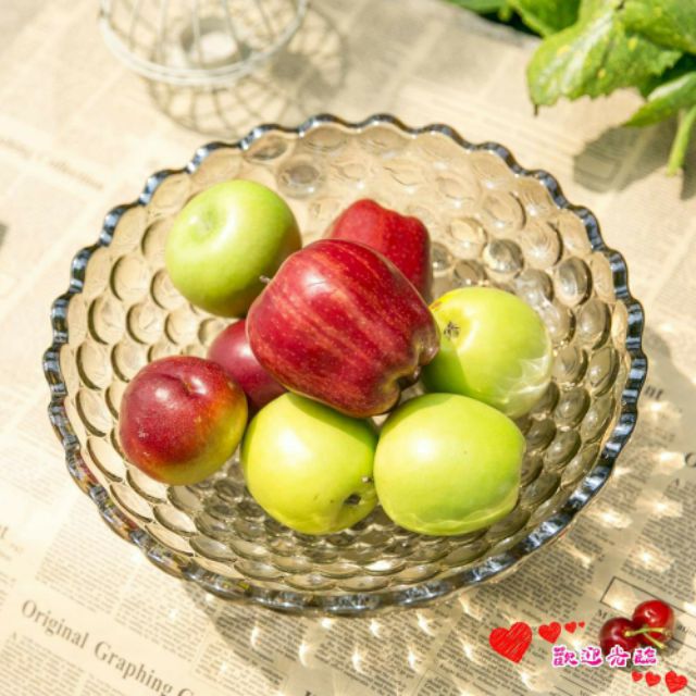 Đĩa bát tô thủy tinh chấm bi vàng soga hàng cao cấp đẹp