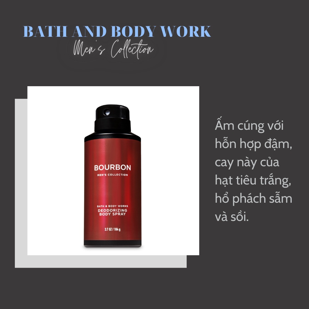 Xịt Thơm Toàn Thân Cho Nam Body Spray Bath and Body Works Men's Collection Fullsize 104g